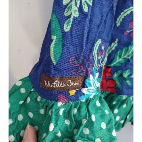 Matilda Jane Merry & Bright Girls Dress Size 6 Blue Floral Ruffles Long Sleeve - Picture 8 of 8